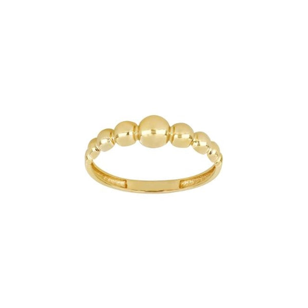 Siersbøl ring i 8 karat guld med kugledetaljer i forskellig størrelse.